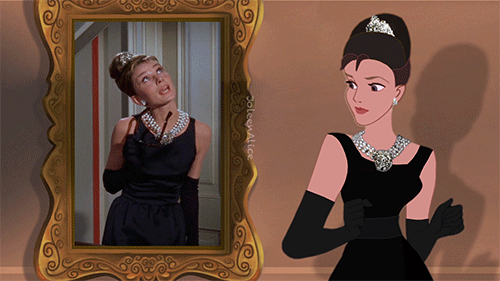 joleenalice:Marc Davis’s design of Aurora is said to be inspired by Audrey Hepburn. In this gif, I d