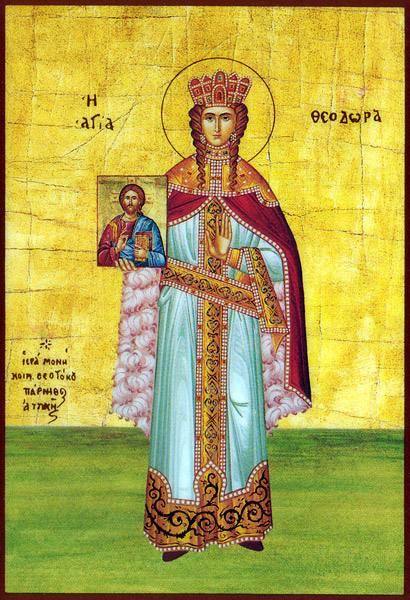 Byzantine Empress Theodora,Greek Icon from the end of the 19th c.