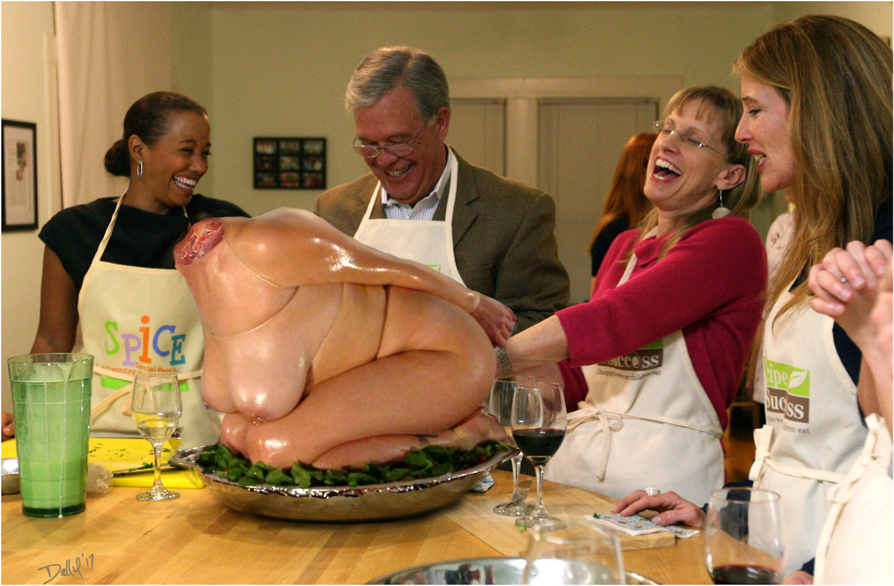 dellys-dolcettish-arts:  Stuffing the turkey girl Maureen giggled as she filled the