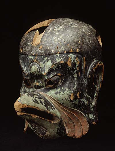 japaneseaesthetics:  Gigaku mask, Japan. Nara period (710 -794).  Gigaku masks are