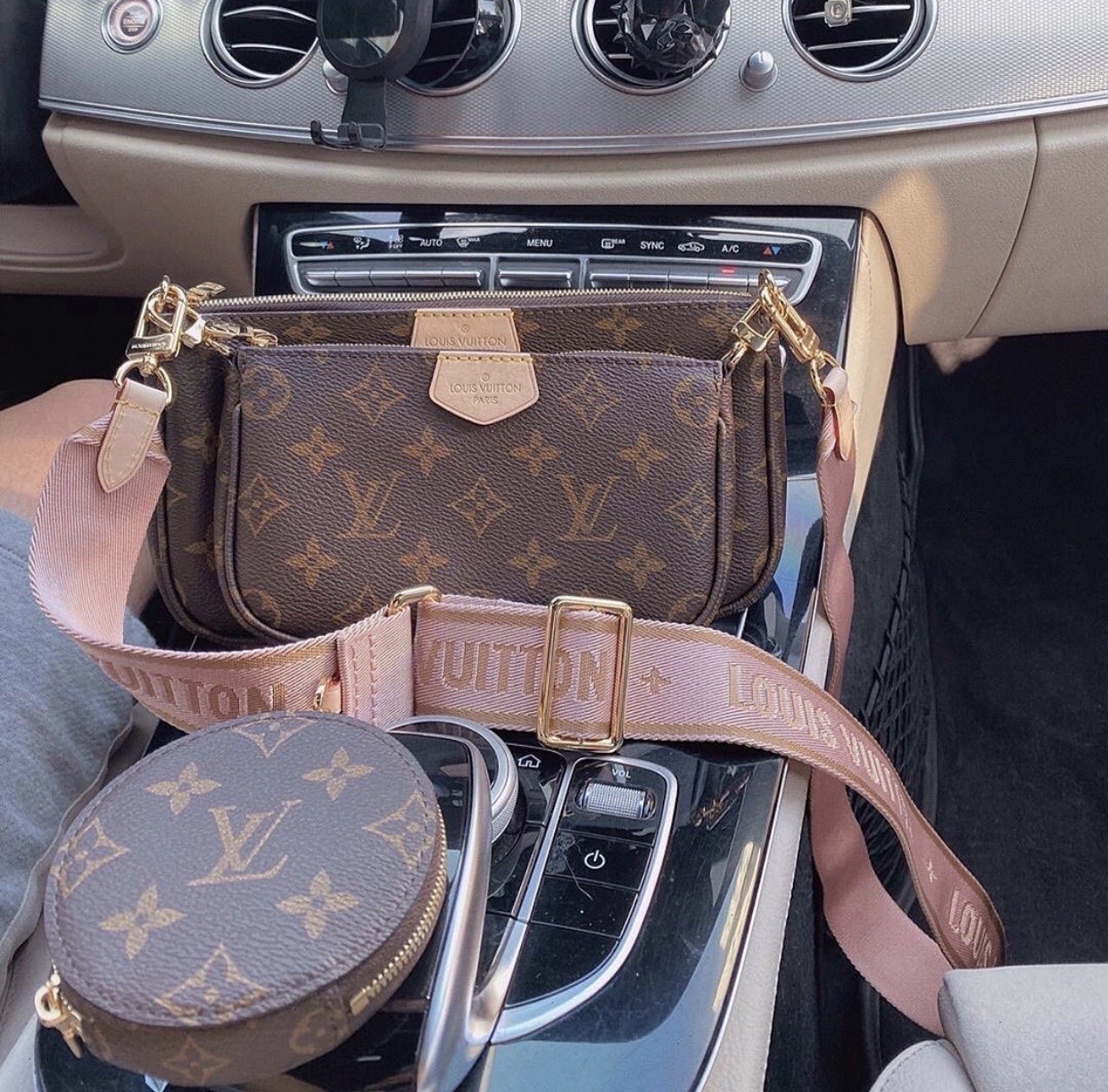 pink lv car accessories