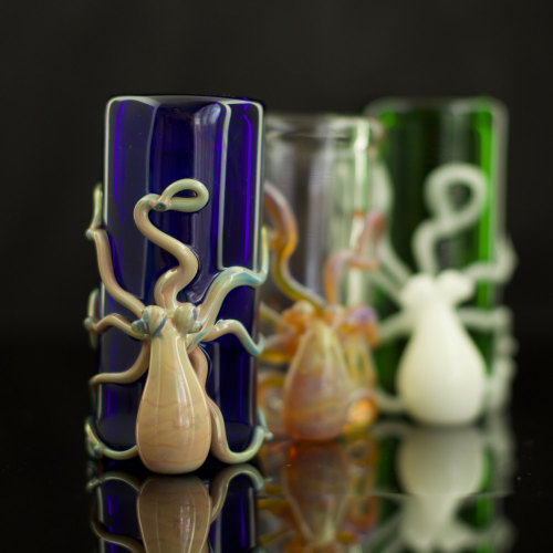 sosuperawesome:  Octopi pens, terrariums, glasses, straws - including glow-in-the-dark - bar and serving utensils and figurines by FullBlownGlass on Etsy• So Super Awesome is also on Facebook, Twitter and Pinterest •  