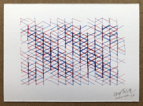 Plotter postcard: Hive StripesStarting with a locked grid but modulating the number of lines and ran