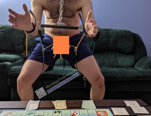 The mysterious bondage game explained…In my last blog post,  I showed a teaser pic and asked if any of you had any idea what was  going on in the pic. I got a few interesting comments on it, both here  and elsewhere. So here’s the story of