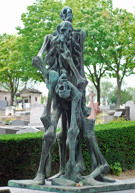 sixpenceee:  The memorial statues that were placed in Pere LaChaise Cemetery in Paris. They are in remembrance of the victims of the Buchenwald Concentration Camp. It is purposely grim as to reflect the horrendous conditions at that place. 