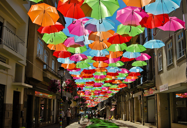 asylum-art:  Hundreds of Colorful Umbrellas in Portugal diana tavares &amp;