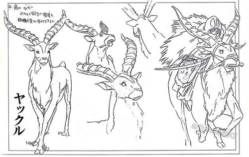 artbooksnat:  Princess Mononoke (もののけ姫) animation materials by character designer Masashi Ando (安藤雅司) in the Mononoke Hime Roman Album (Amazon US | JP) 