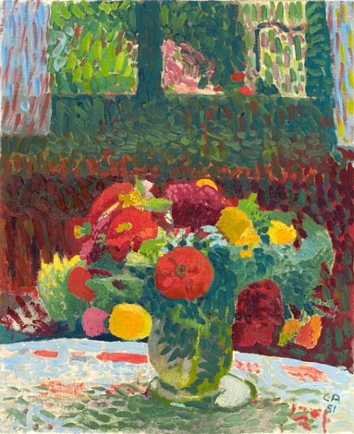 Multicolored Zinnia Bouquet - Cuno Amiet 1951