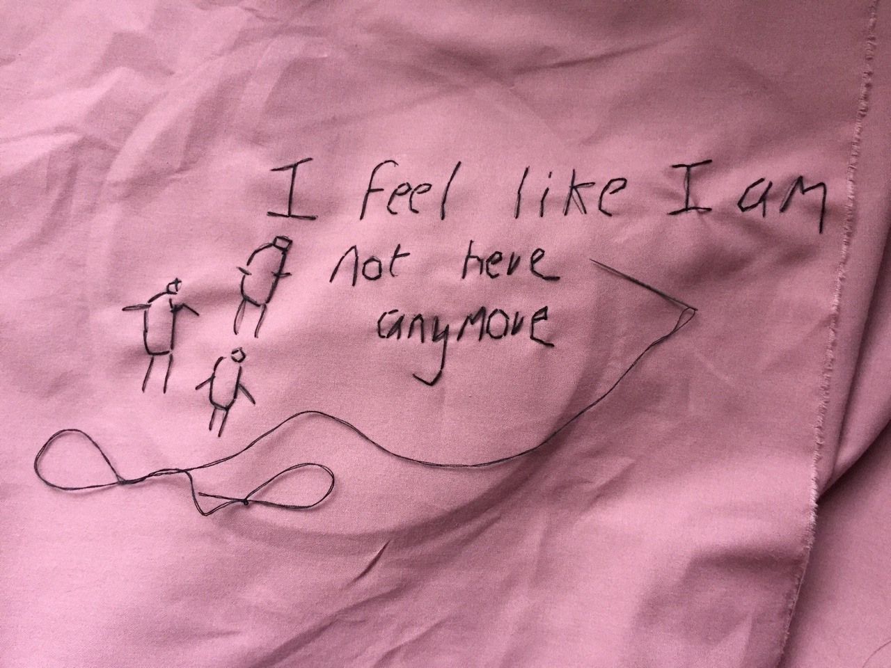 introductional:  ‘I feel like I am not here anymore’  2014 sterility Embroidery