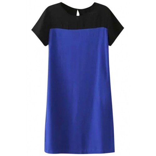 breezeflarus:Brief Color Block Shift Dress ❤ liked on Polyvore (see more blue colorblock dresses)