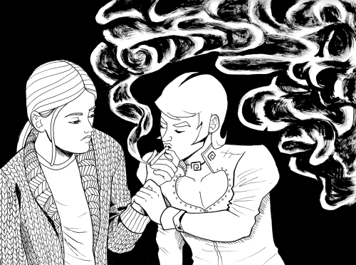 Nautilus chapter 5 illustrations. The smoke cloud was fun to do in inks! (Don’t do drugs 