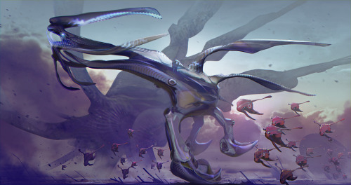 Redfish 2D digital sci-fi illustration created in Photoshop & Sculptris by Steambot artist viag 