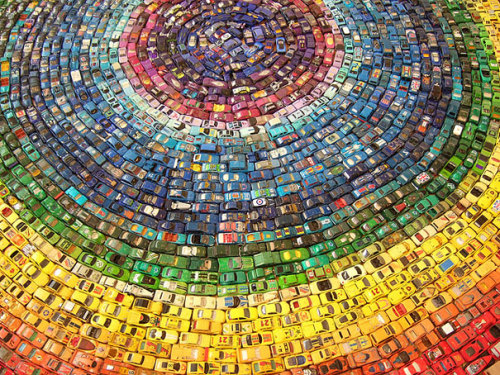    Rainbow Car Atlas made of 2,500 Toy Cars by David T. Waller 