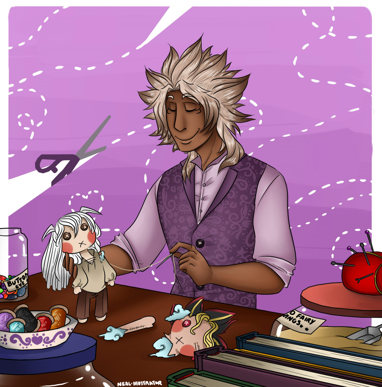 neal-illustrator:  Voodoo doll shop. Done for asknagabakuraComment, request, enjoy