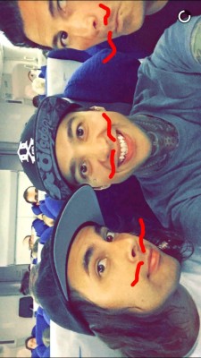 bands-n-depression:  tony perrys snapchat of vic fuentes jaime preciado and himself with mustaches
