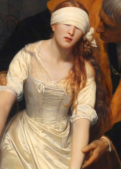 jaded-mandarin:  c0ssette:  The Execution of Lady Jane Grey (detail), Paul Delaroche, 1833.  Favorite painting!