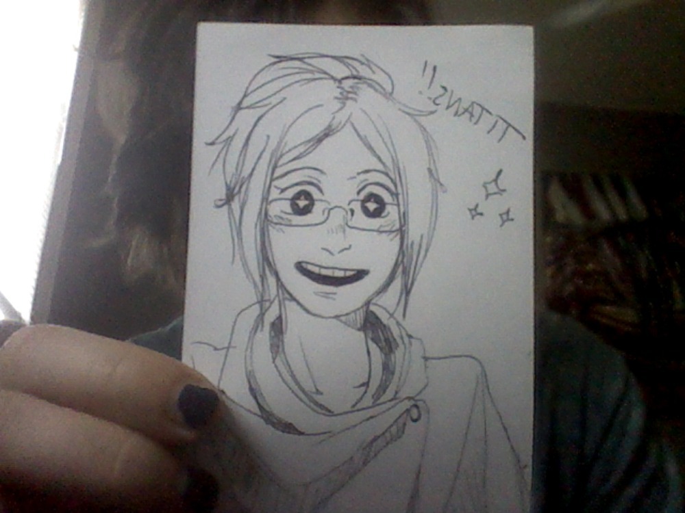 I got moriar-tea&rsquo;s snk fanbook and IT CAME WITH A V CUTE HANJI SKETCH,