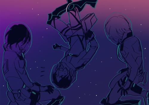 My version of a SNK Space AU YEAH!! im too tired to color it properly apparently i like purple a lot