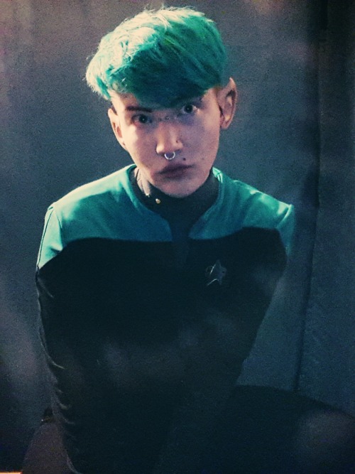 deepspacequeer: a human-vulcan hybrid who dropped out of the vulcan science academy to join starflee