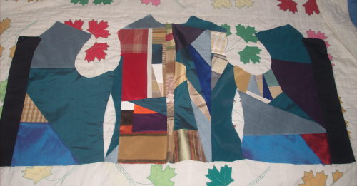 I started working on a new waistcoat and it’s going to be lined with this patchwork of silk scraps.