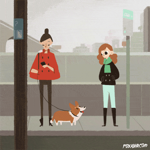 foxadhd:An everyday struggle with envy by new guest gif artist Oliviawhen