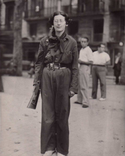 grupaok:Simone Weil in Federación Anarquista  uniform during the Spanish Civil War, 1936