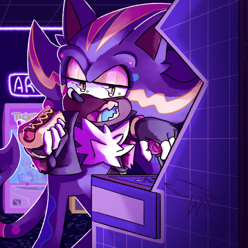 gift for @shadowiie  featuring their sonic and shadow fusion Parallel :Dur arcade carpet of a fusion in their natural habitat #sth #sonic the hedgehog  #shadow the hedgehog #sonadow fusion #hope u like it!  #im rly proud of it #my art