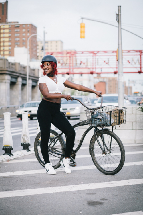 preferredmode: Bridgette rides a Simple cruiser bicyclephotographed at Delancey St. and Clinton St.,