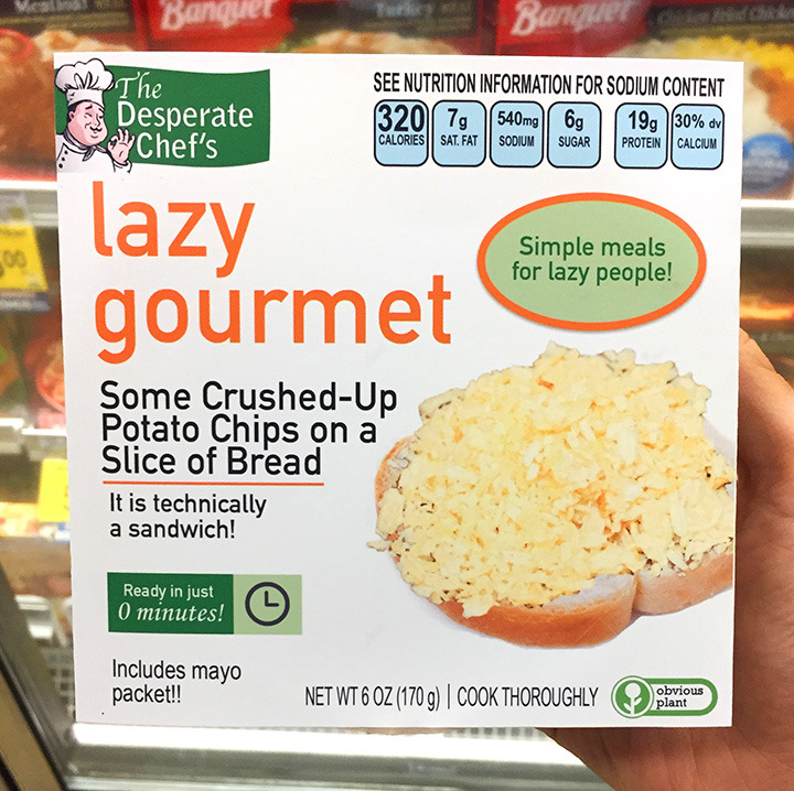 depressionmeal:  obviousplant:  I made some fake frozen dinners for lazy people 