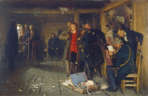 russkayaliteratura: Arrest of a Propagandist (1892) by Ilya Repin. instagram.com/litrussa