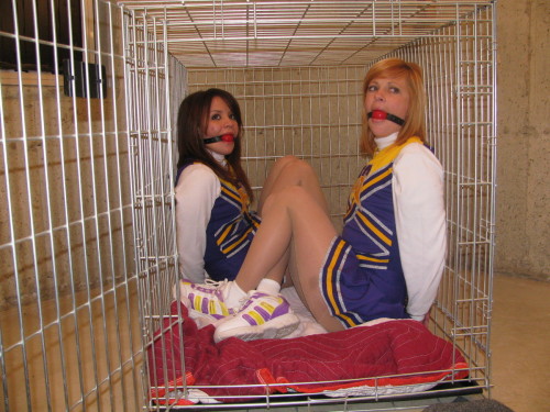 dicks-bondage-babes:  Shelly and Cindy are not gong to make it to cheer practice today.