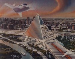 70sscifiart:     A pyramid “encapsulating