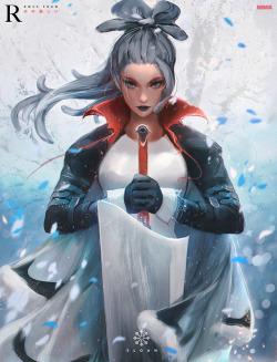 rossdraws:  Excited to reveal Sloan, a new character from the Nima Universe! I started this piece in the latest video reviewing and featuring Wacom’s newest Cintiq 16. Sloan is a Grim Spirit from the Water/Ice world! Been hard at work on the book and