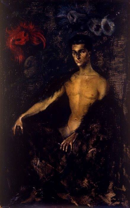akaixab:  Leonor Fini: Home con máscaras (1949)