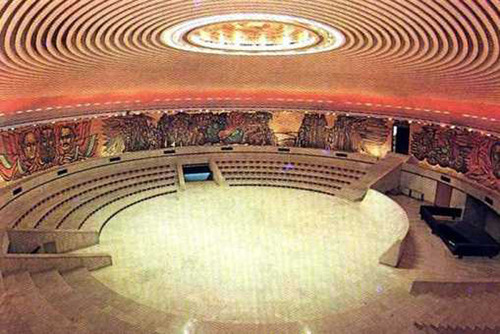     The Buzludzha Monument, completed 1981 in Bulgaria, commemorates the formation of a formal socia