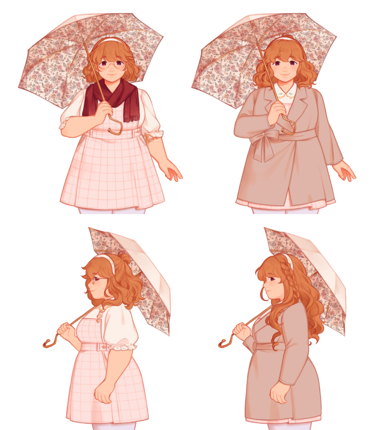 Woman with umbrella in different poses silhouette Stock Vector | Adobe Stock