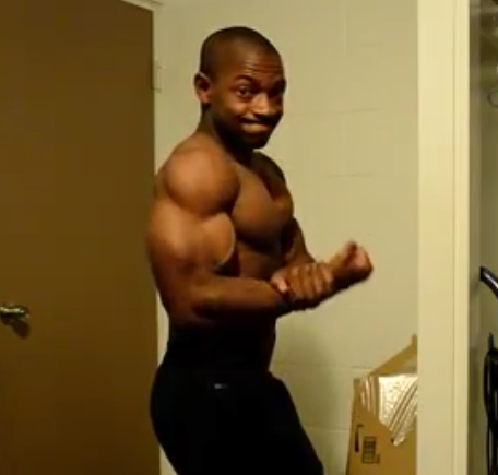 justmuscle77:  Cardell is just more than I can handle. He doesn’t show his face on his Giant penis shots, but it’s him. Big muscles, big dick. What’s not to love…  Cute brother he can get it