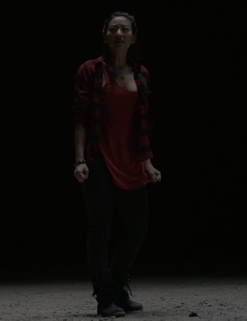 teenwolffashions: What: Forever 21 curved-hen racerback tank in red (Sold Out)  Where: S05E19 ‘The B