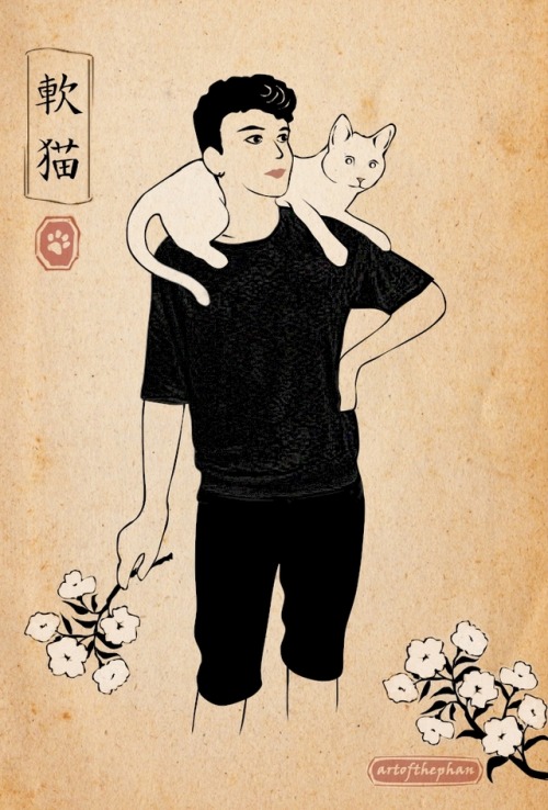 artofthephan:~ soft cat ~ @danielhowell inspired by japanese woodblock art and dan’s feline na
