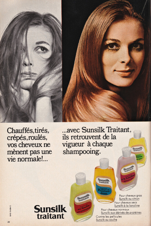 publicite-francaise: Lotion pour cheveux Sunsilk traitant, 1969.