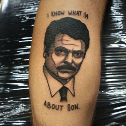 Things and Ink  We think this is one of the best tattoos weve ever seen  Little kewpie Ron Swanson by Stacey Martin Smith  Facebook