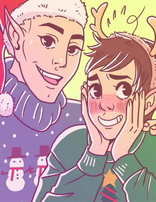 limpstella:MERRY CHRISTMAS!! heres a little solavellan!(featuring @frillylittlecakes‘s Aisling Lavel