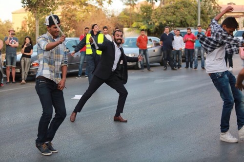 frompalestinewithlove:Palestinians celebrate Eid with a Debkeh flash mob Eid Mubarak from Ramallah!