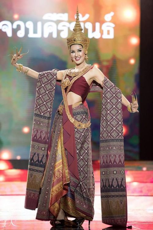 Thai fashions1. Fahsai Paweensuda Drouin, Miss Universe Thailand 2019, in Chut Thai Siwalai2. Woman 