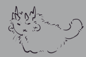 Small depiction of younger Hyperlaser as a fluffy plum.