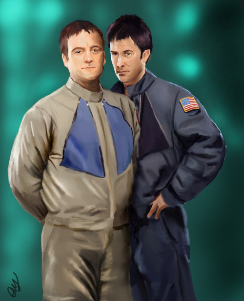 inthractus:McKay and Sheppard posing together. From Stargate Atlantis, digital painting.