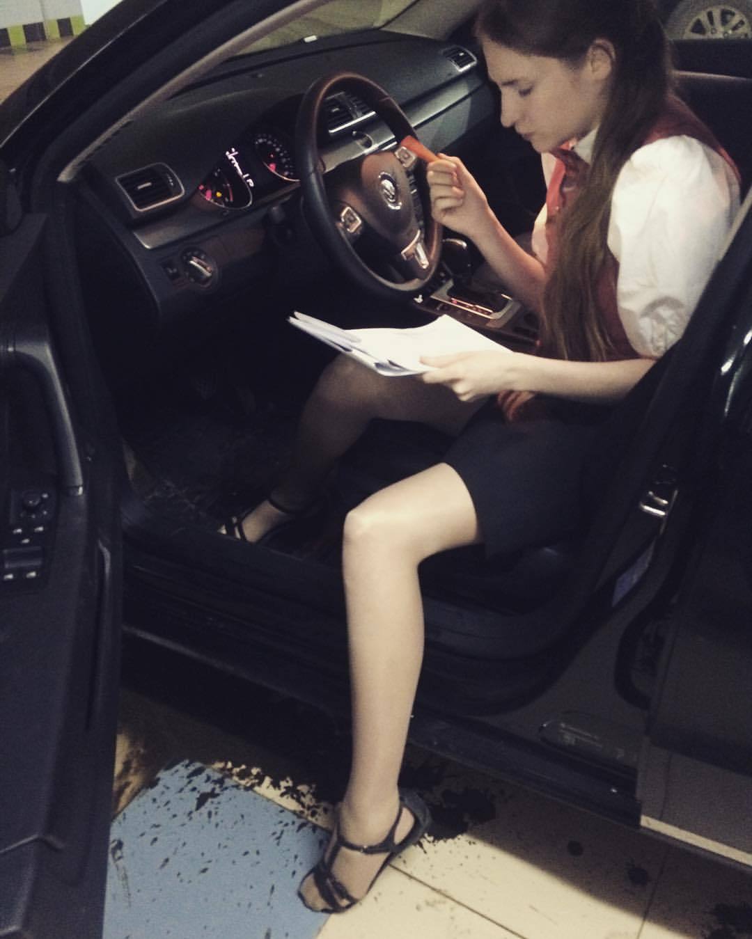 A girl at a car rent office in #moscow 