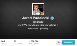 cloexbrosluvr:  JARED REACHED 1,000,000 MILLION FOLLOWERS ON TWITTER!