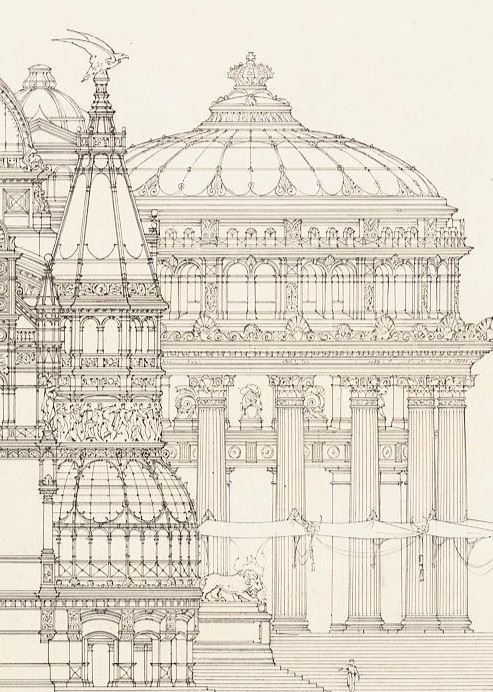 booksnbuildings:Otto Schmalz (German, 1861-1906), Design for a royal summer residence (1886; details