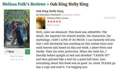 Thanks to Melissa for this thoughtful review of Oak King Holly King!~Well, color me obsessed. This b